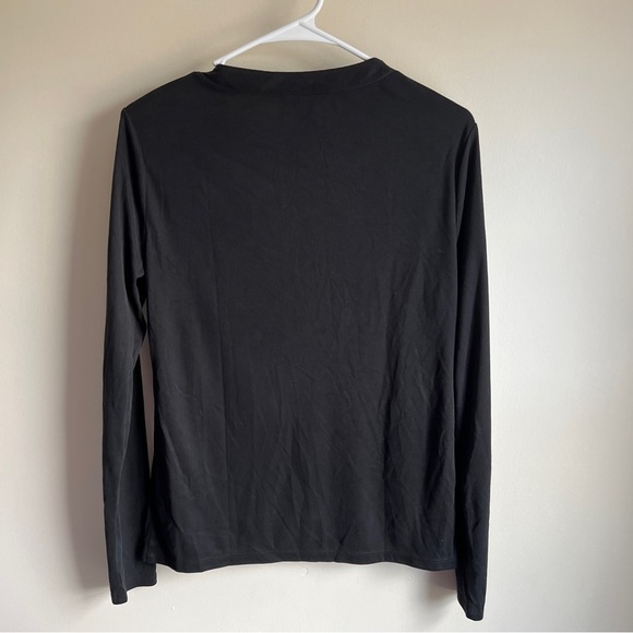 Lucky Brand Black Ribbed Long Sleeve Henley Top - Picture 3 of 5